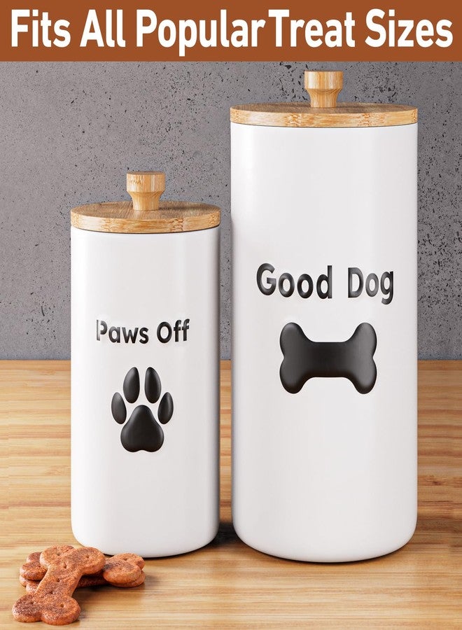 HB Design Co. Dog Treat Container Airtight Set of 2 - 9x5 & 7x4 inch Ceramic Dog Treat Jars for Kitchen Counter with Airtight Lids - 11 Cup Capacity Pet Treat Container Set - Doggie Cookie Jar - Big Treats Canister - Image 3